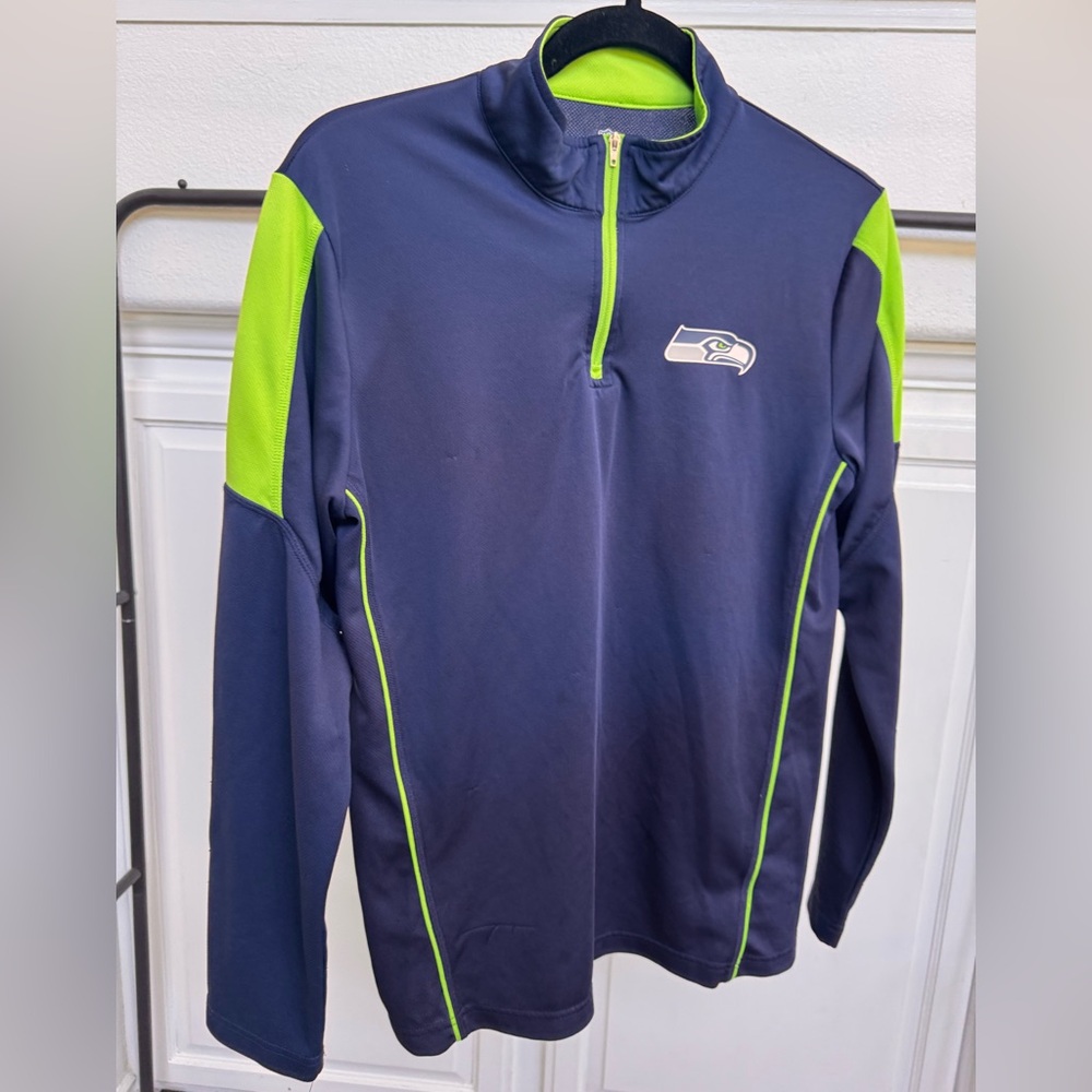 Boys XL Seattle Seahawks Navy and Green Quarter-Zip Pullover